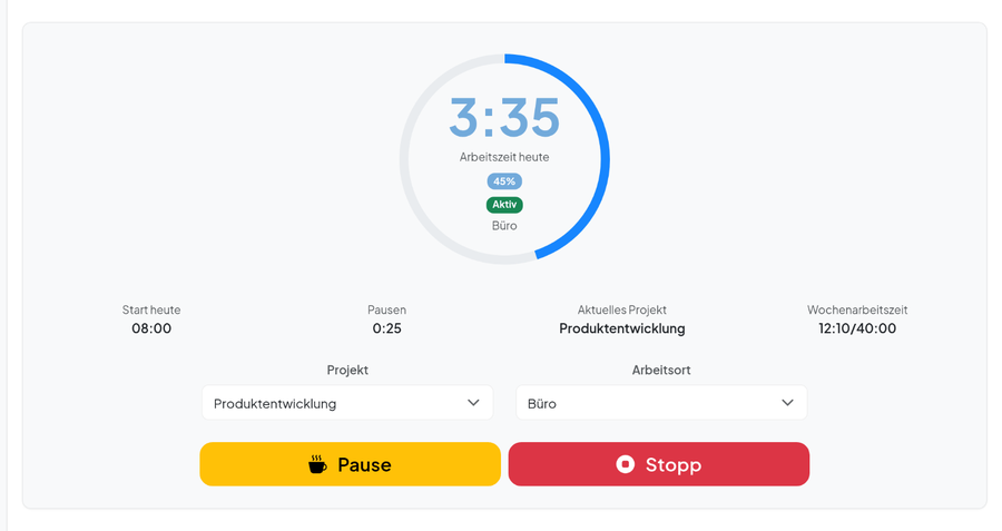TimeTracker Stempeluhr von Team.Qube